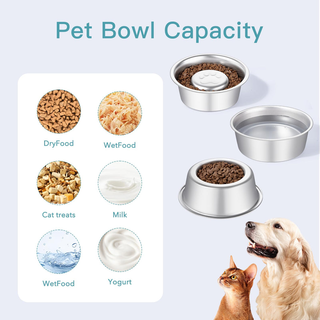Stainless Steel Pet Dog Water and Food Bowl, 2-Pack Q4808