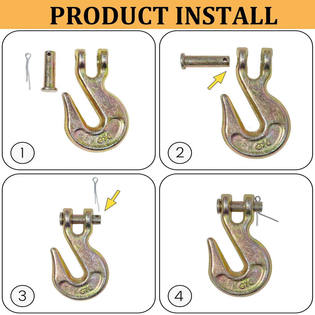 3/8Inch Grade 70 Clevis Grab Hooks 4 Pack C52875