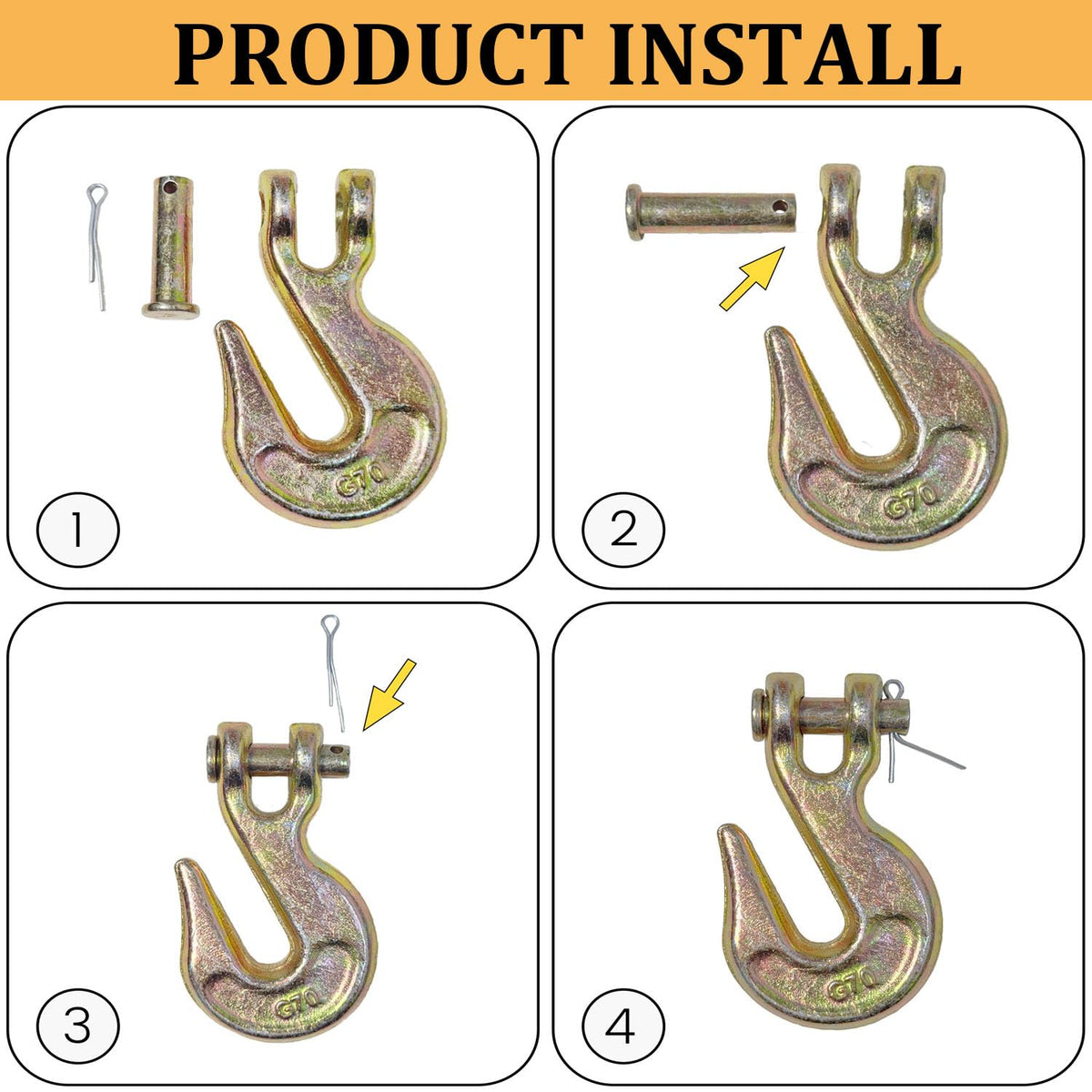 3/8Inch Grade 70 Clevis Grab Hooks 4 Pack C52875