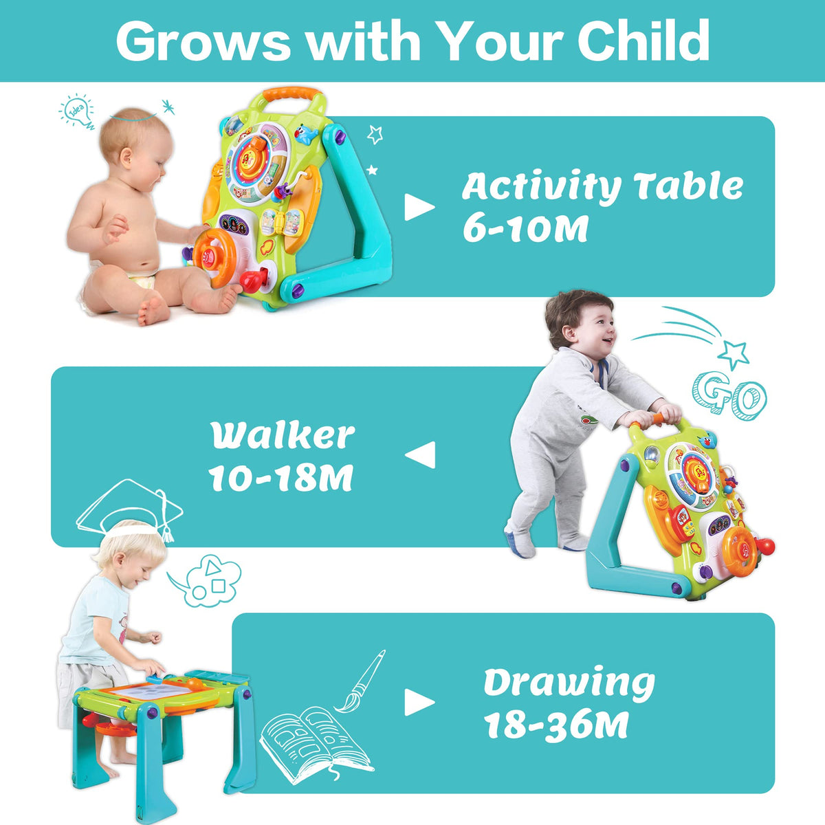 3 in 1 Baby Push Walker Toys X5002