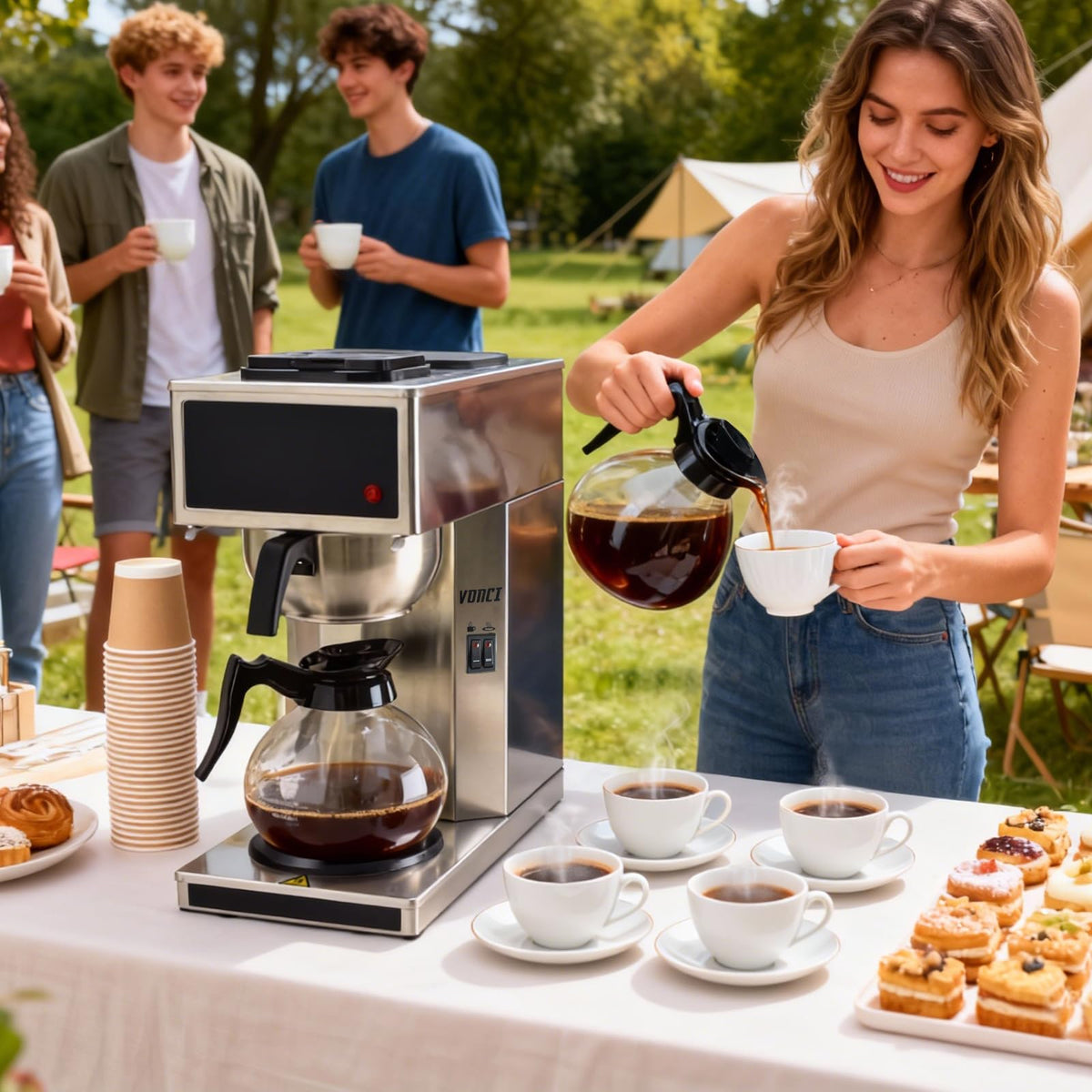 12-Cup Commercial Drip Coffee Maker with 2 Carafes G4585