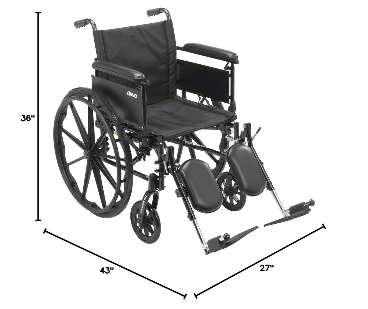 Transport Wheelchair with Full Arms and Elevating Legs R376