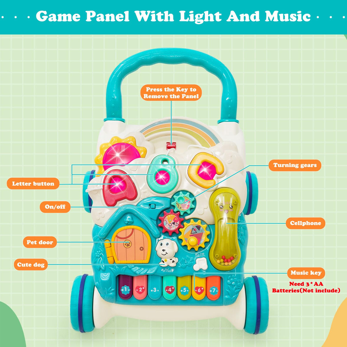 3 in 1 Baby Walker with Sounds Music Play Panel L754