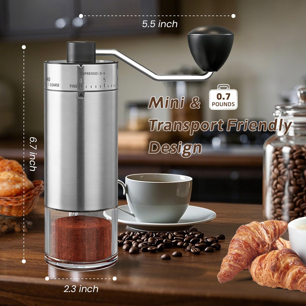 Manual Coffee Grinder, Ceramic Burr R143157