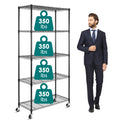 5-Shelf Adjustable Heavy Duty Metal Shelving Unit with Wheels, Black B57096