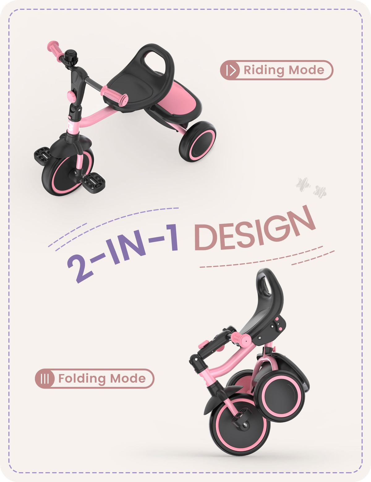 Pink Toddler Tricycle with Bell T901474