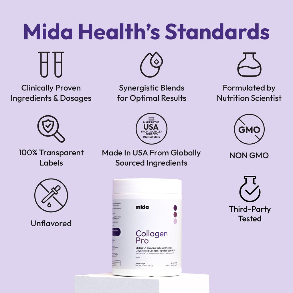 Hydrolyzed Collagen Peptides Type I & III with Vitamin C, Hyaluronic Acid, Biotin, Unflavored Powder, 30 Servings H240072