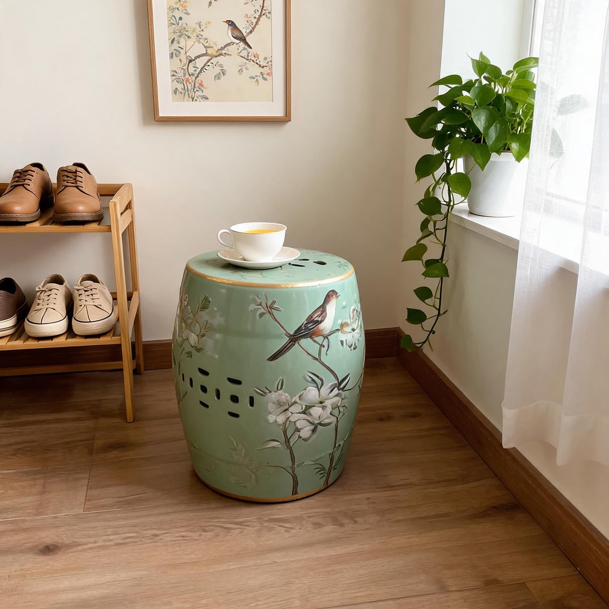 Hand-Painted Blue White Ceramic Garden Stool C28781