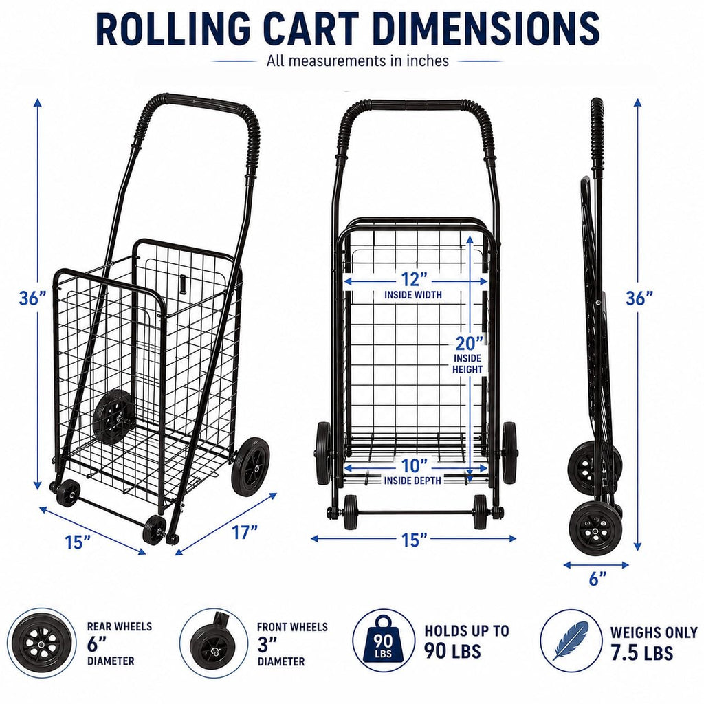 Black Foldable Utility Cart with Wheels Z67682
