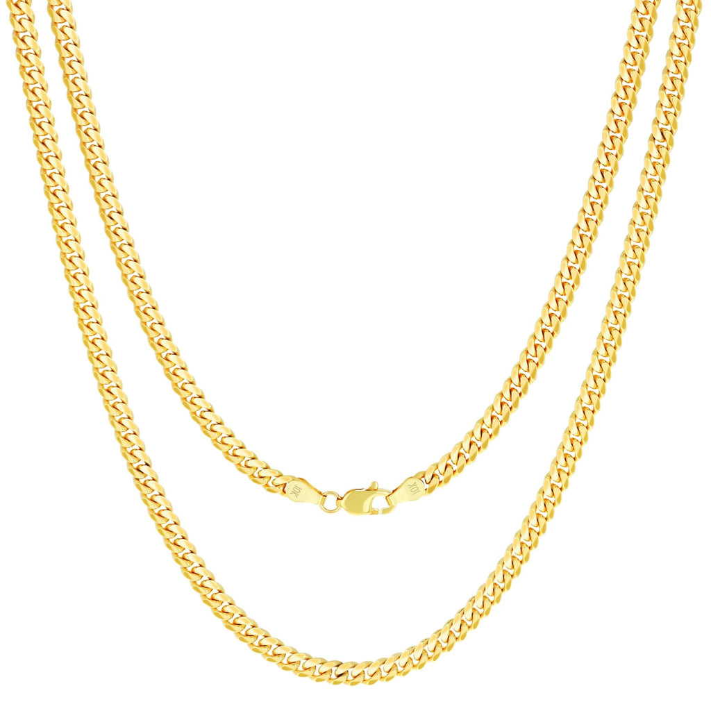 10K Yellow Gold Cuban Link Chain Necklace F911