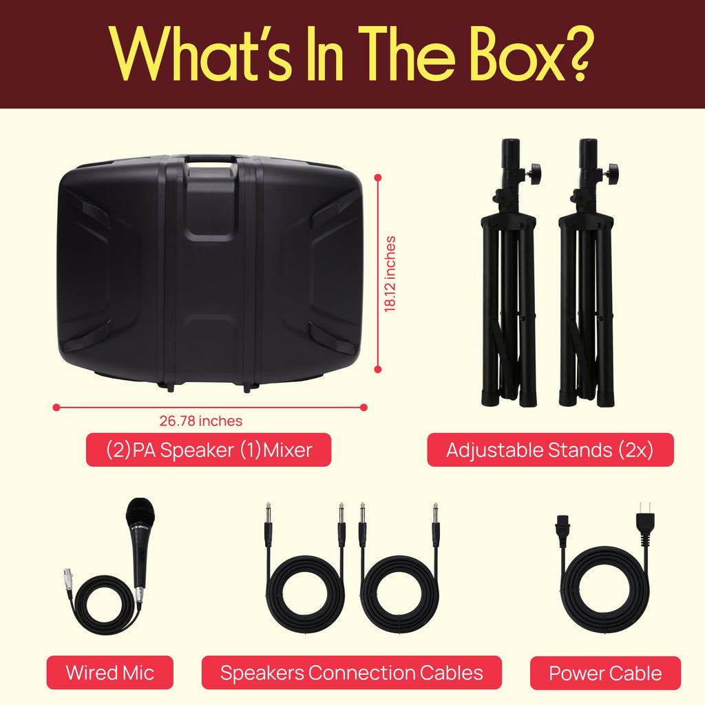 300 W Portable Wireless Bluetooth PA Speaker DJ Mixer Bundle R883543