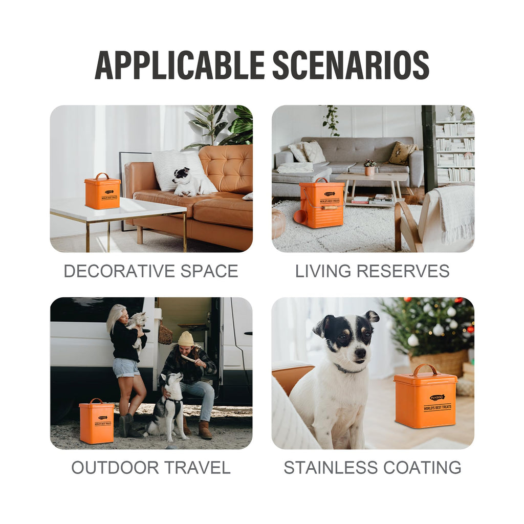 Metal Dog Food Containers with Lids and Spoon, 3 Set H20584