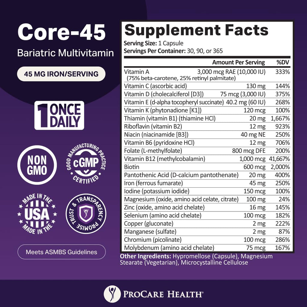 Bariatric Multivitamin 45mg Iron Capsule 30ct J920096