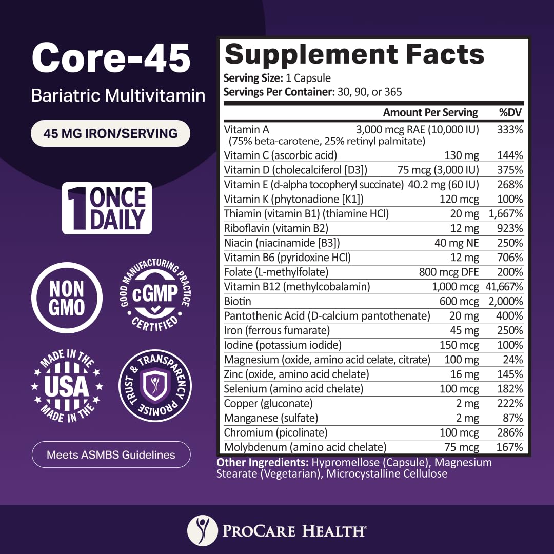 Bariatric Multivitamin 45mg Iron Capsule 30ct J920096