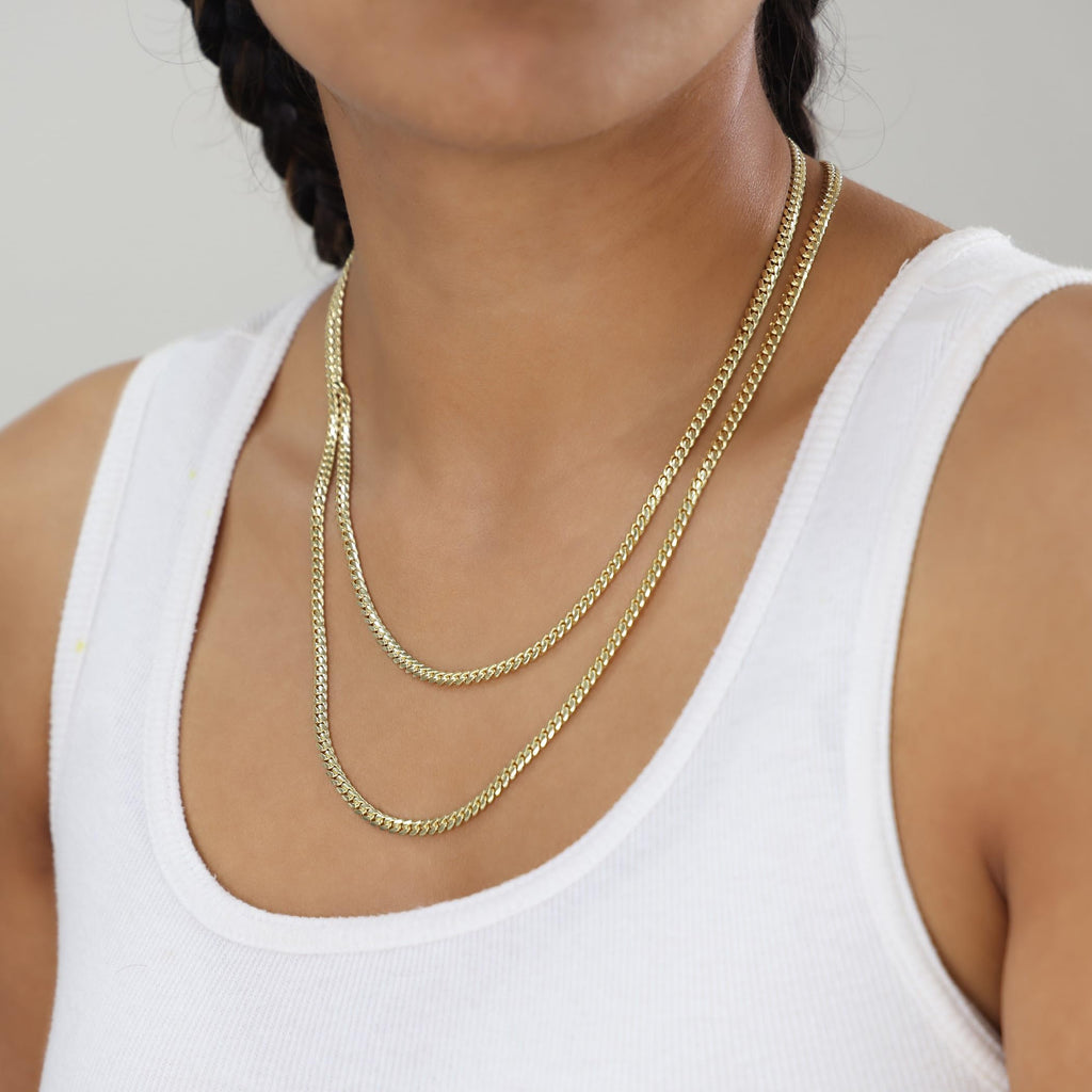 10K Yellow Gold Cuban Link Chain Necklace F911