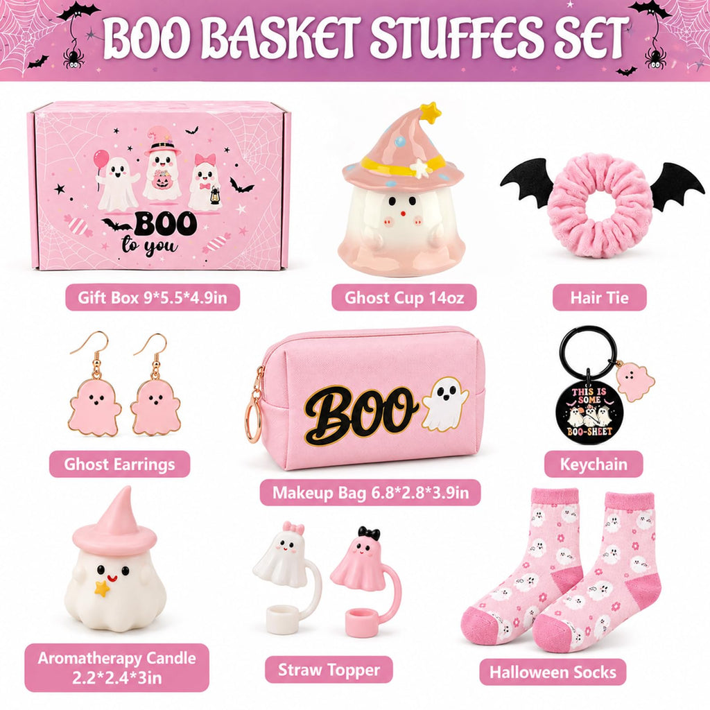 Pink Halloween Boo Basket Set with 14oz Cups Z427692
