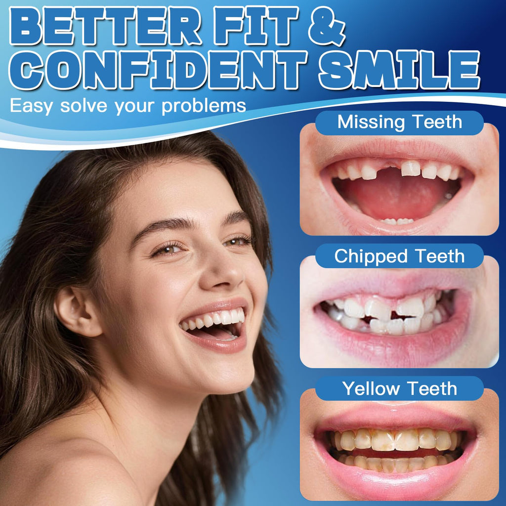 Moldable False Teeth Dentures Set with Dental Adhesive Beads J58907