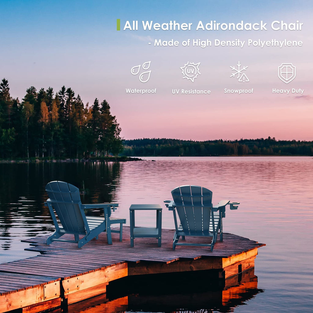 Blue Folding Adirondack Chairs with Ottoman Set of 6 S4360