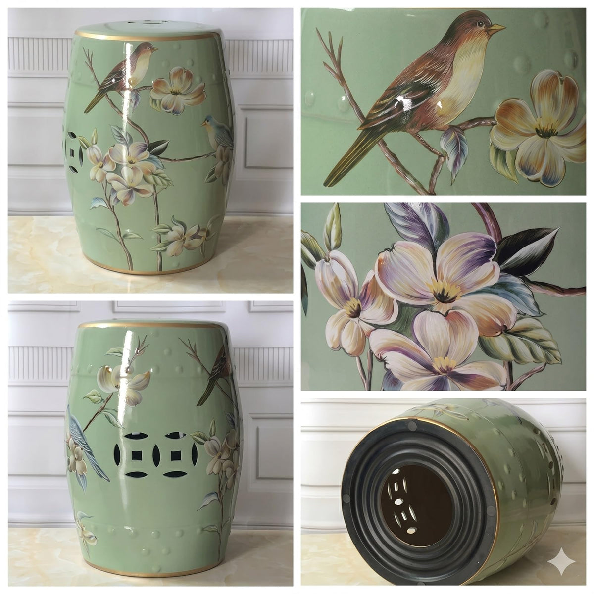 Hand-Painted Blue White Ceramic Garden Stool C28781