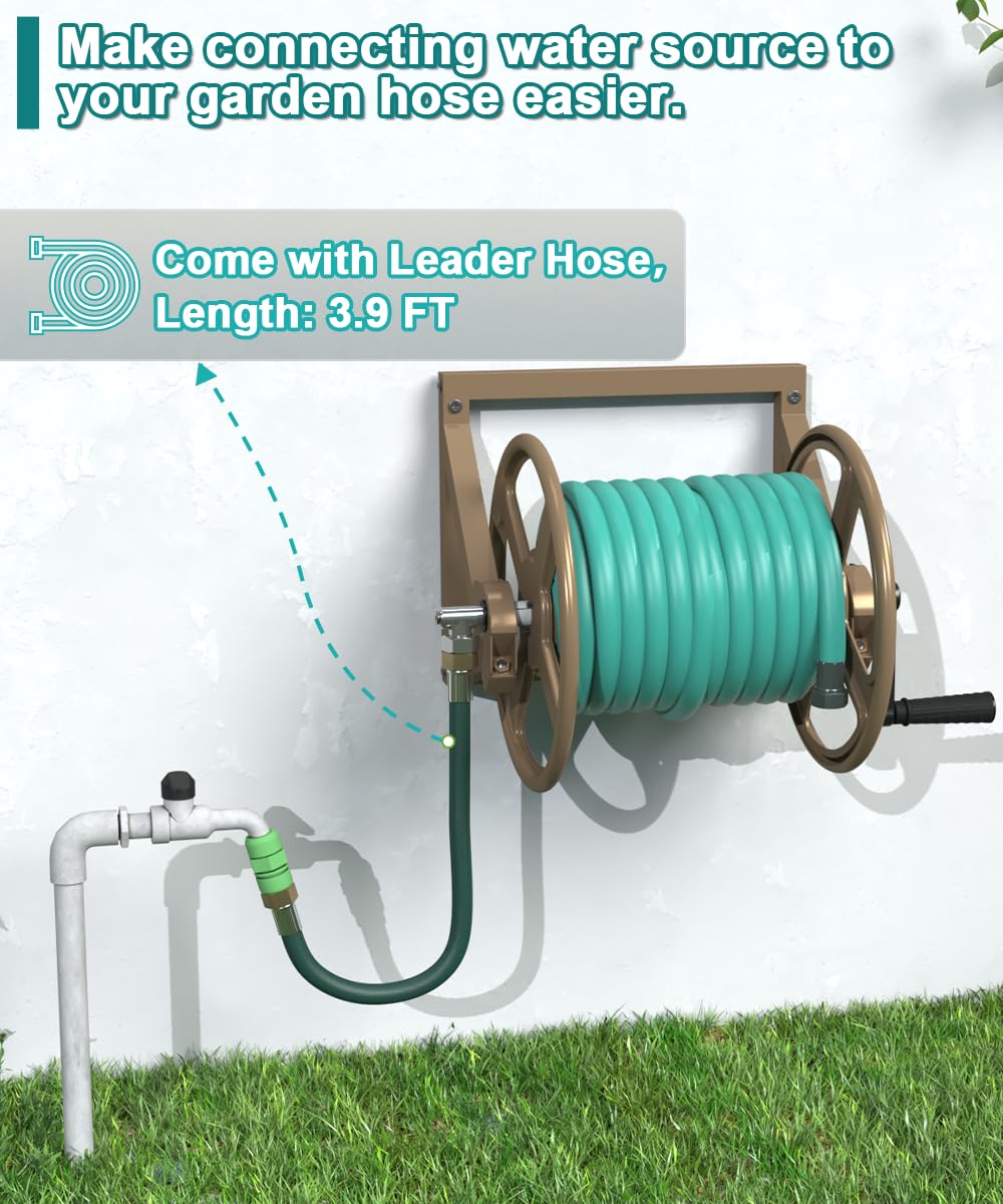 Wall Mounted Metal Garden Hose Reel Holds 125 ft Z705