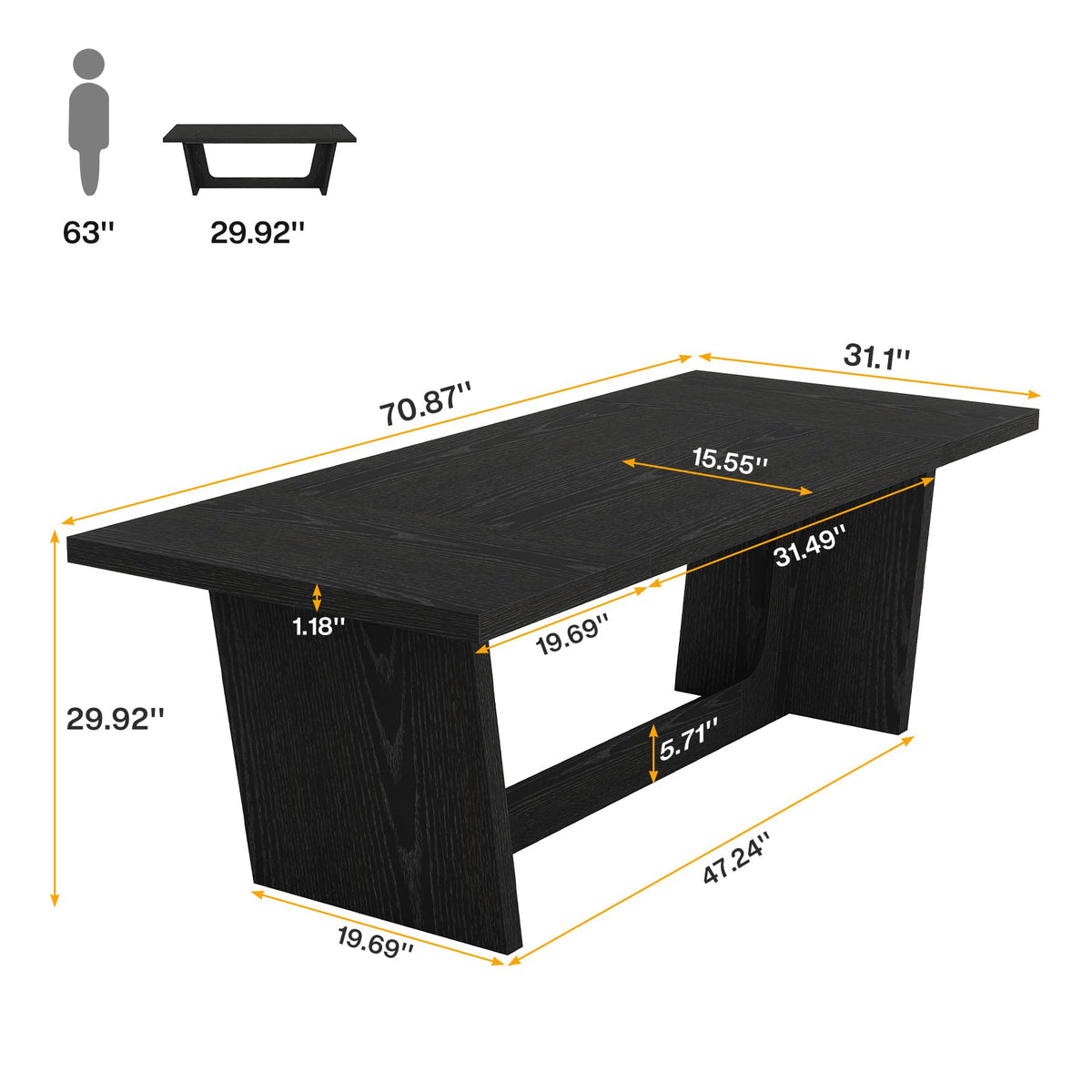 6 FT Rectangular Conference Table with Pedestal Base P3512
