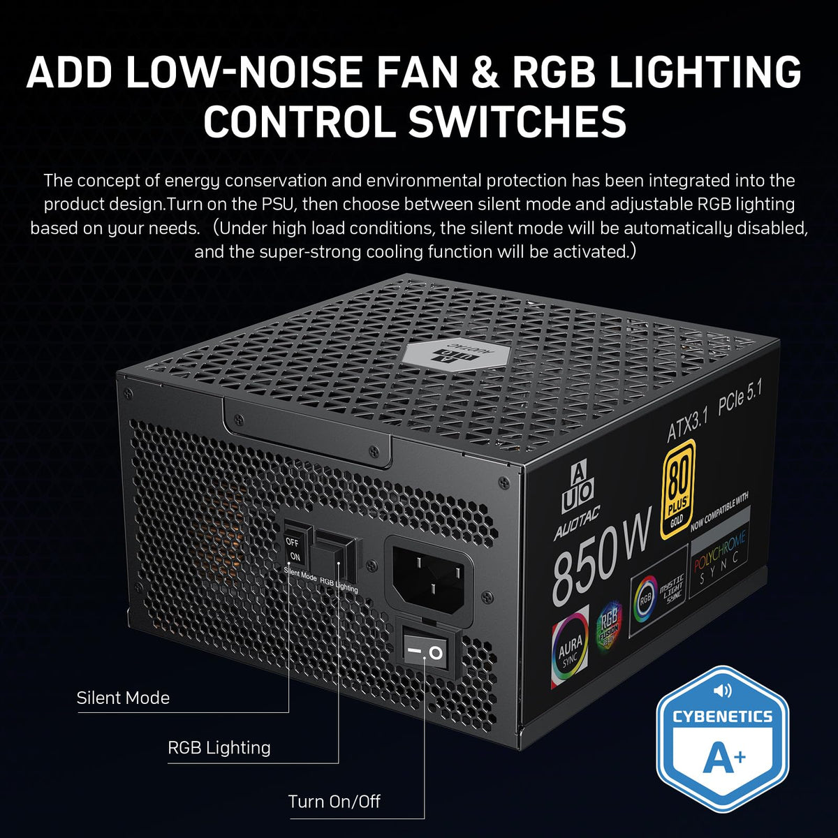 850W Fully Modular 80+ Gold ATX 3.1 Power Supply P408