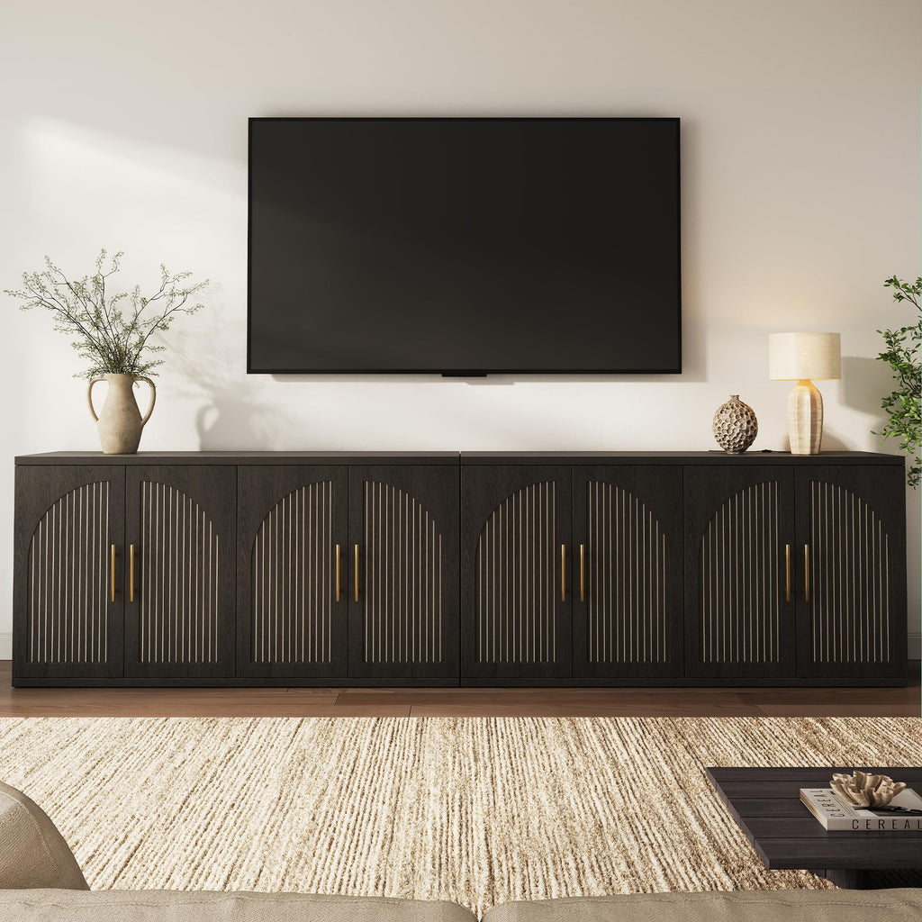 63" Black Wood Buffet Cabinet with Storage W5527