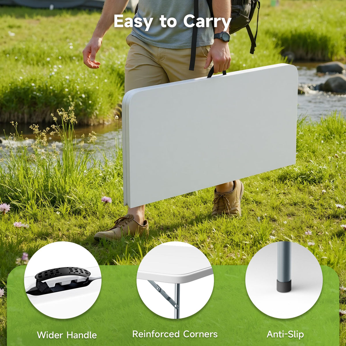 3 ft Square Folding Card Table with Carrying Handle A639