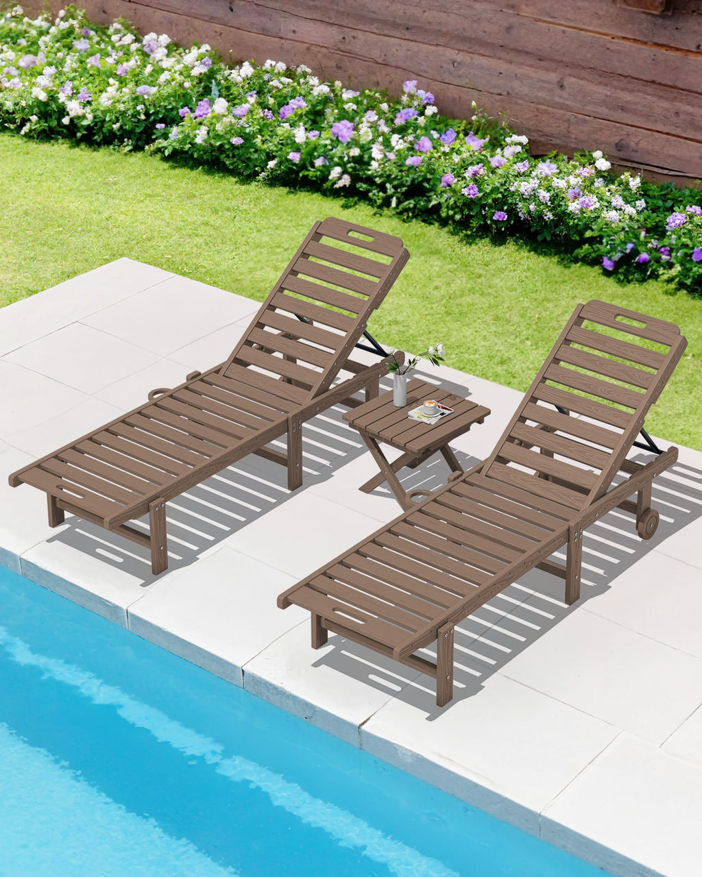 Small Folding Outdoor Side Table Set of 2 Brown S779702