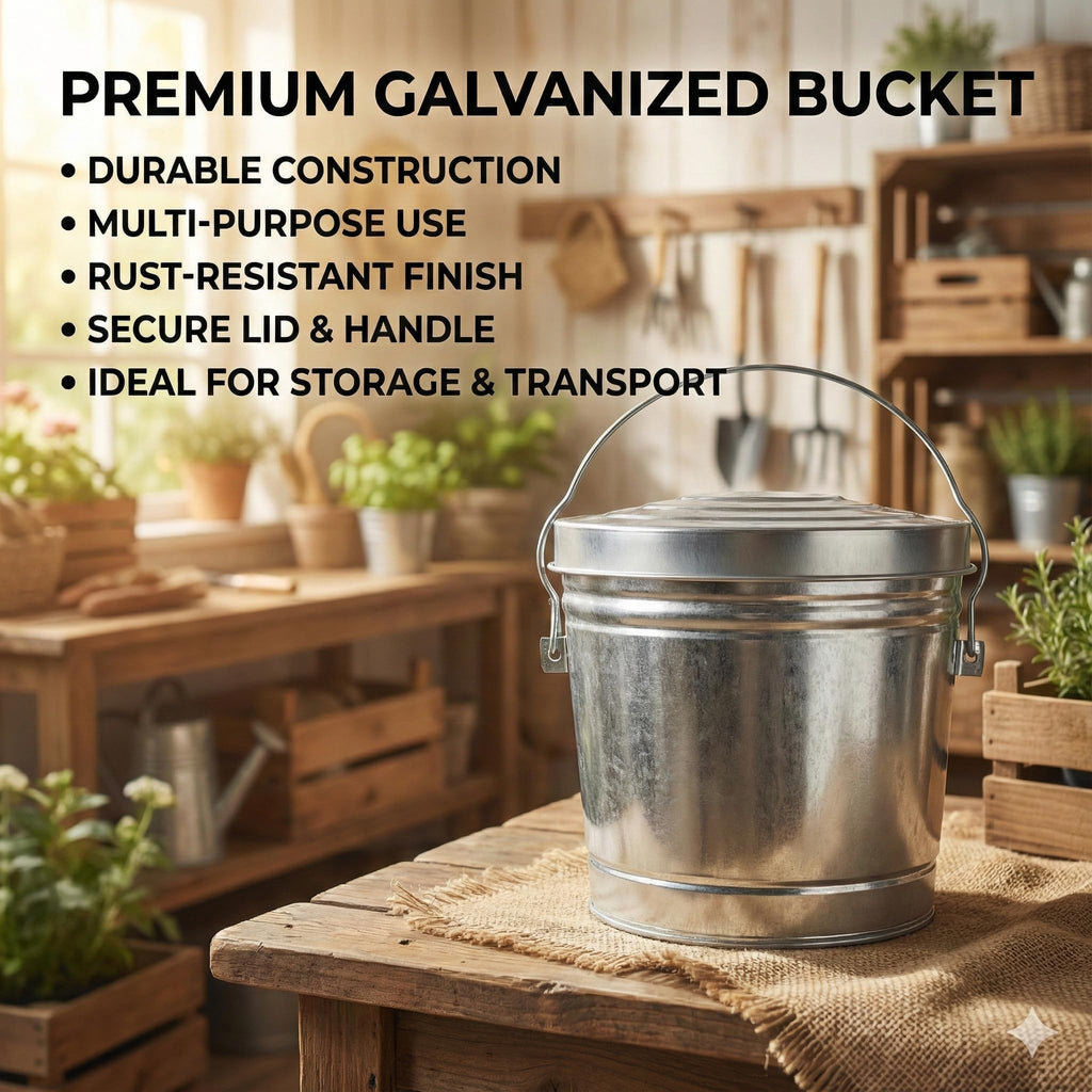 6-Gallon Galvanized Steel Trash Can with Locking Lid G69588
