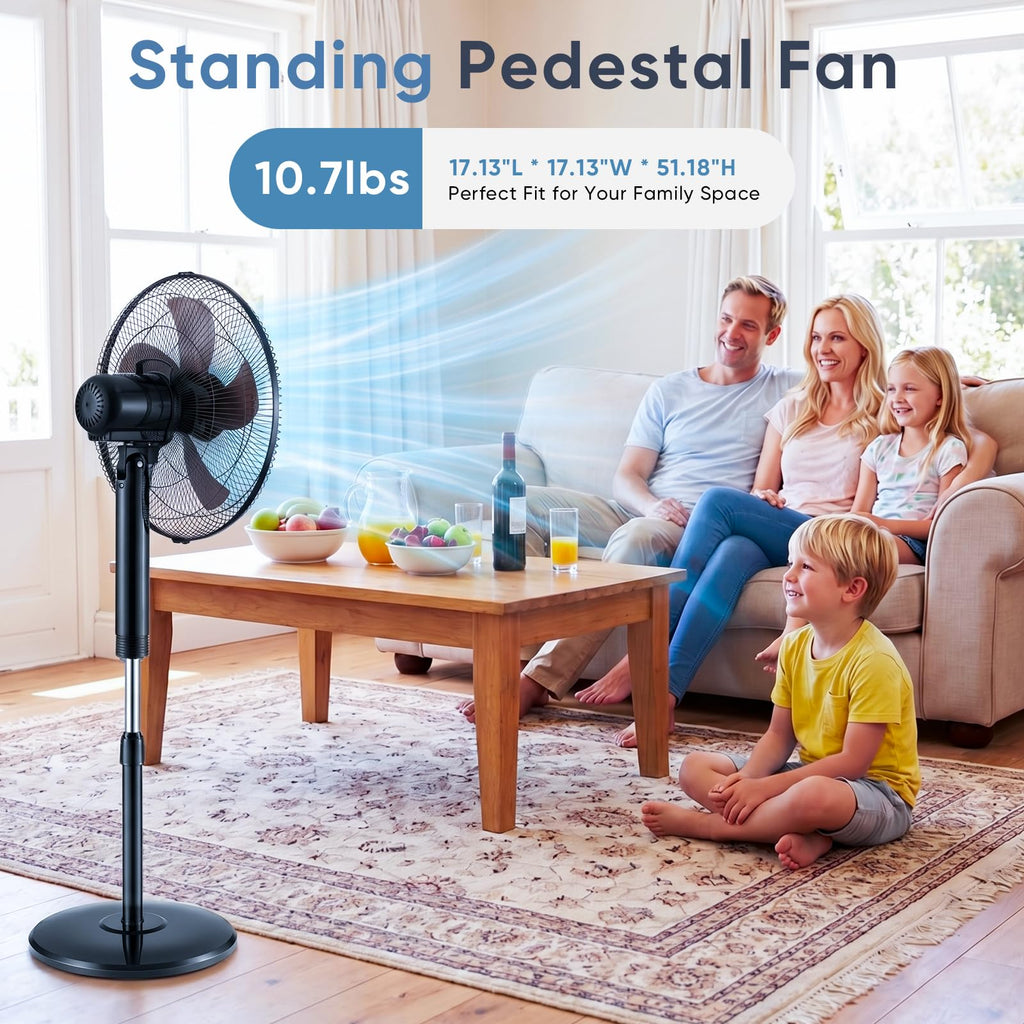 17" Oscillating Pedestal Fan with Remote D7838