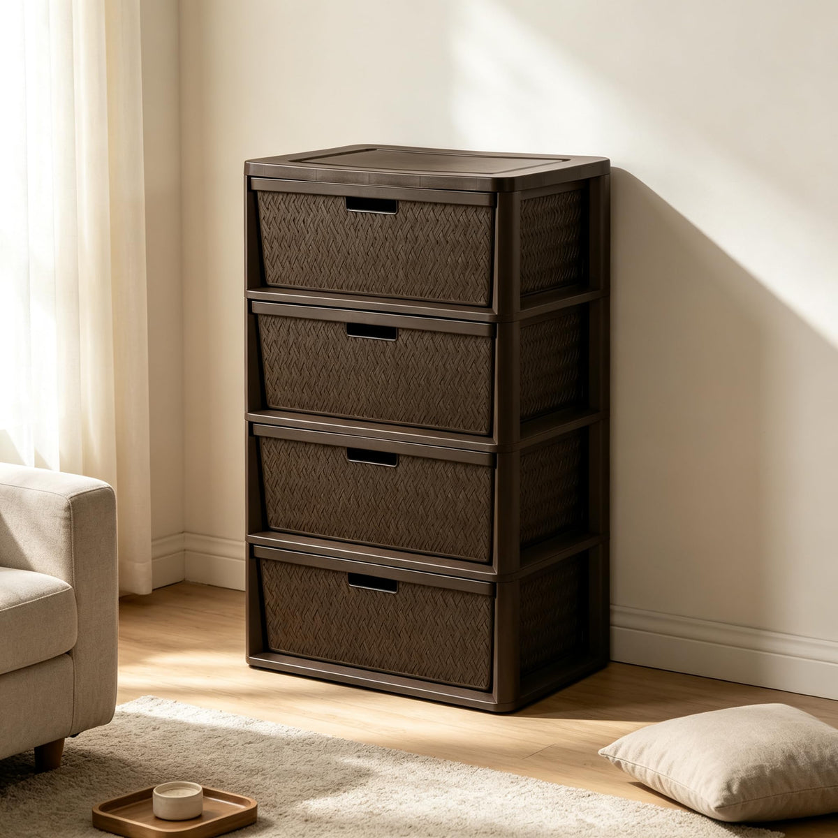 Brown 4-Drawer Storage Tower F52028