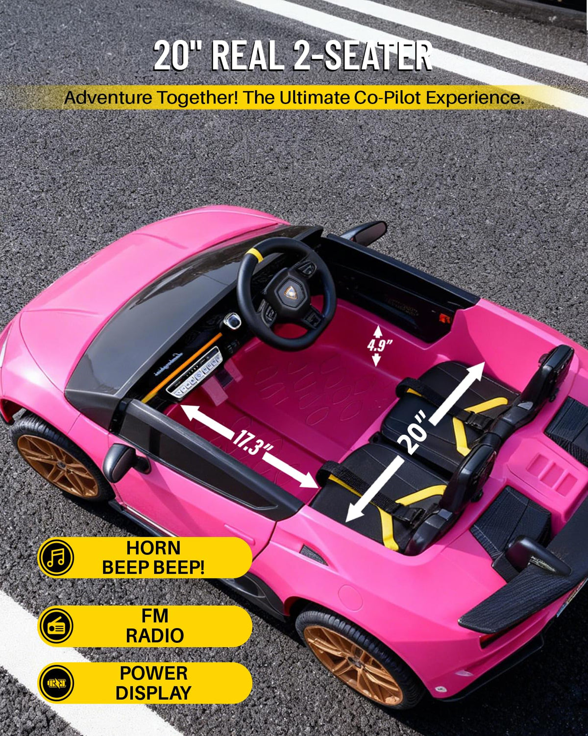 Pink 24V 2 Seater Kids Ride on Car V770