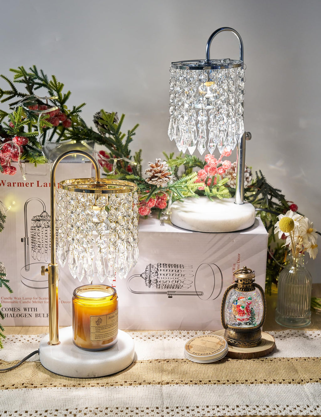 Candle Warmer Lamp with Timer Dimmable Adjustable Height Gold O4928