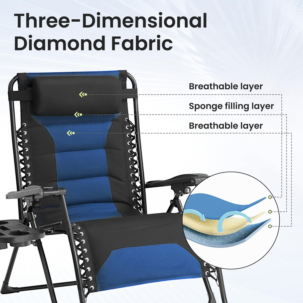 Oversized Zero Gravity Chair 2 Pack Folding Recliner with Pillow & Cup Holder U3280