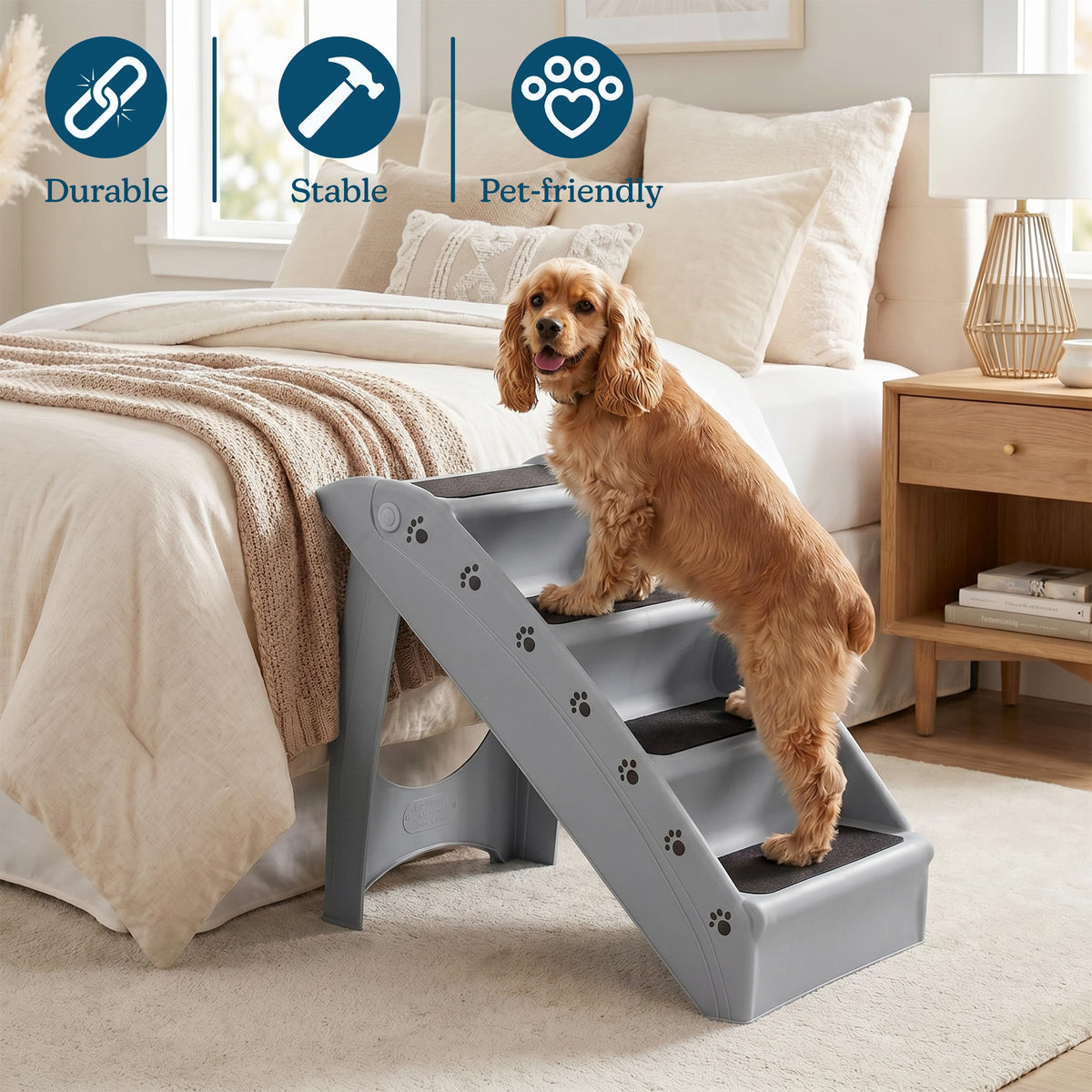 Lightweight Durable Plastic Dog Stairs Z733385