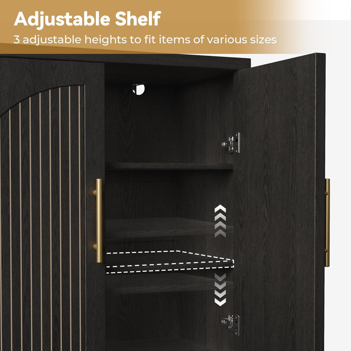63" Black Wood Buffet Cabinet with Storage W5527