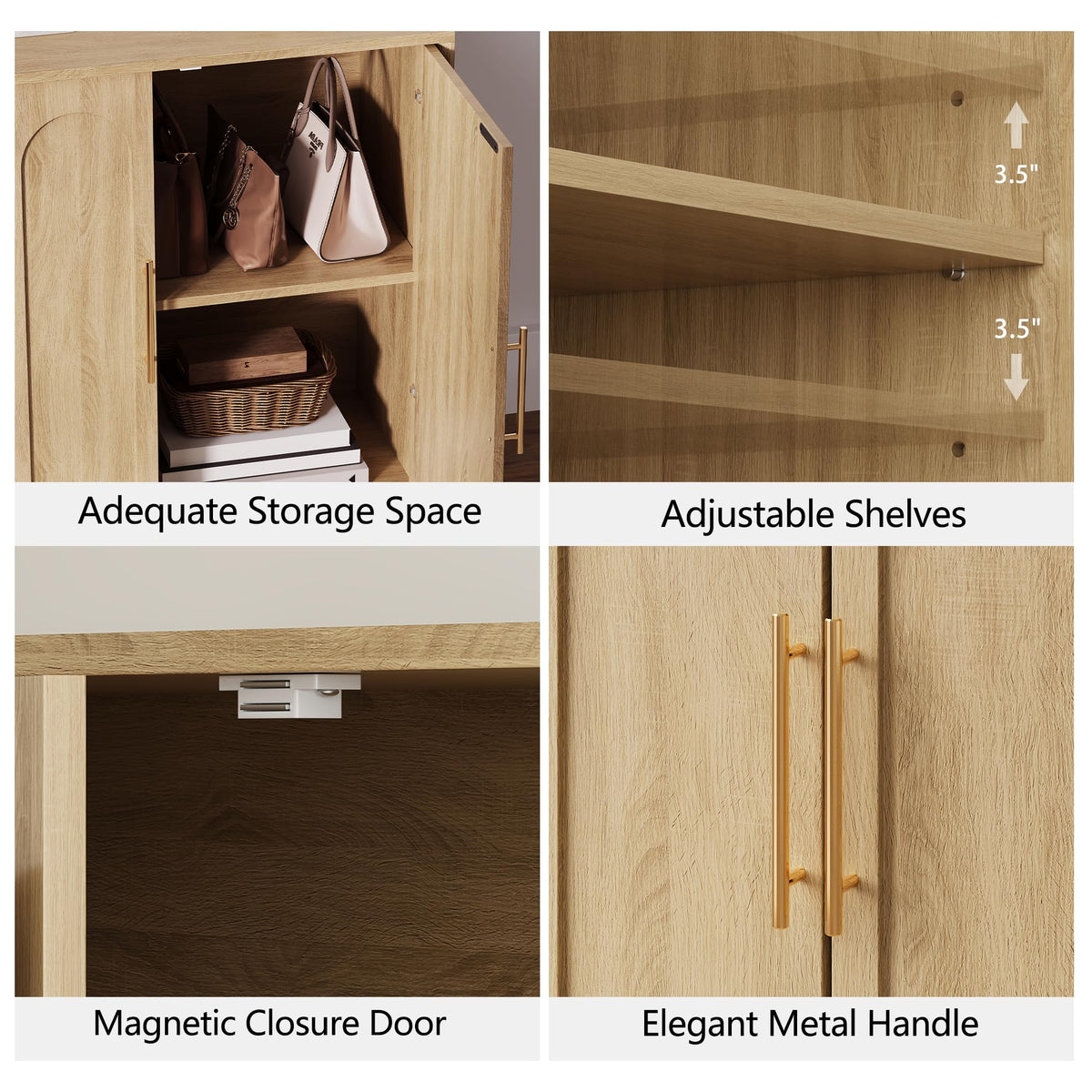 31.5" Oak Sideboard Buffet Cabinet with Storage A81802