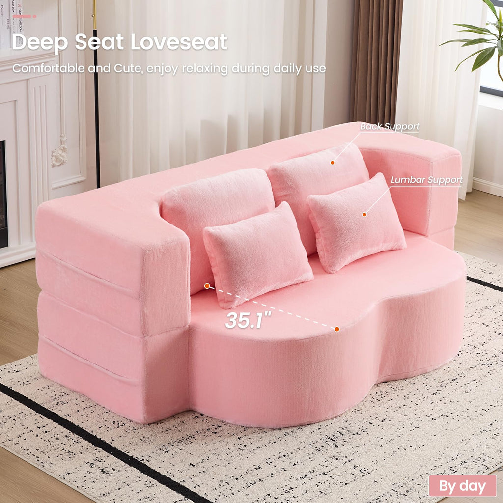 Pink Convertible Sofa Bed L4348