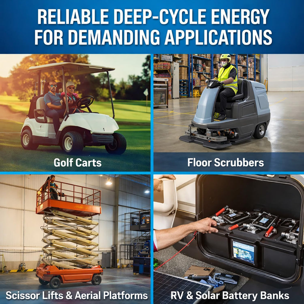 6V 210AH Dual Terminal SLA Deep Cycle Battery 4 Pack O7677