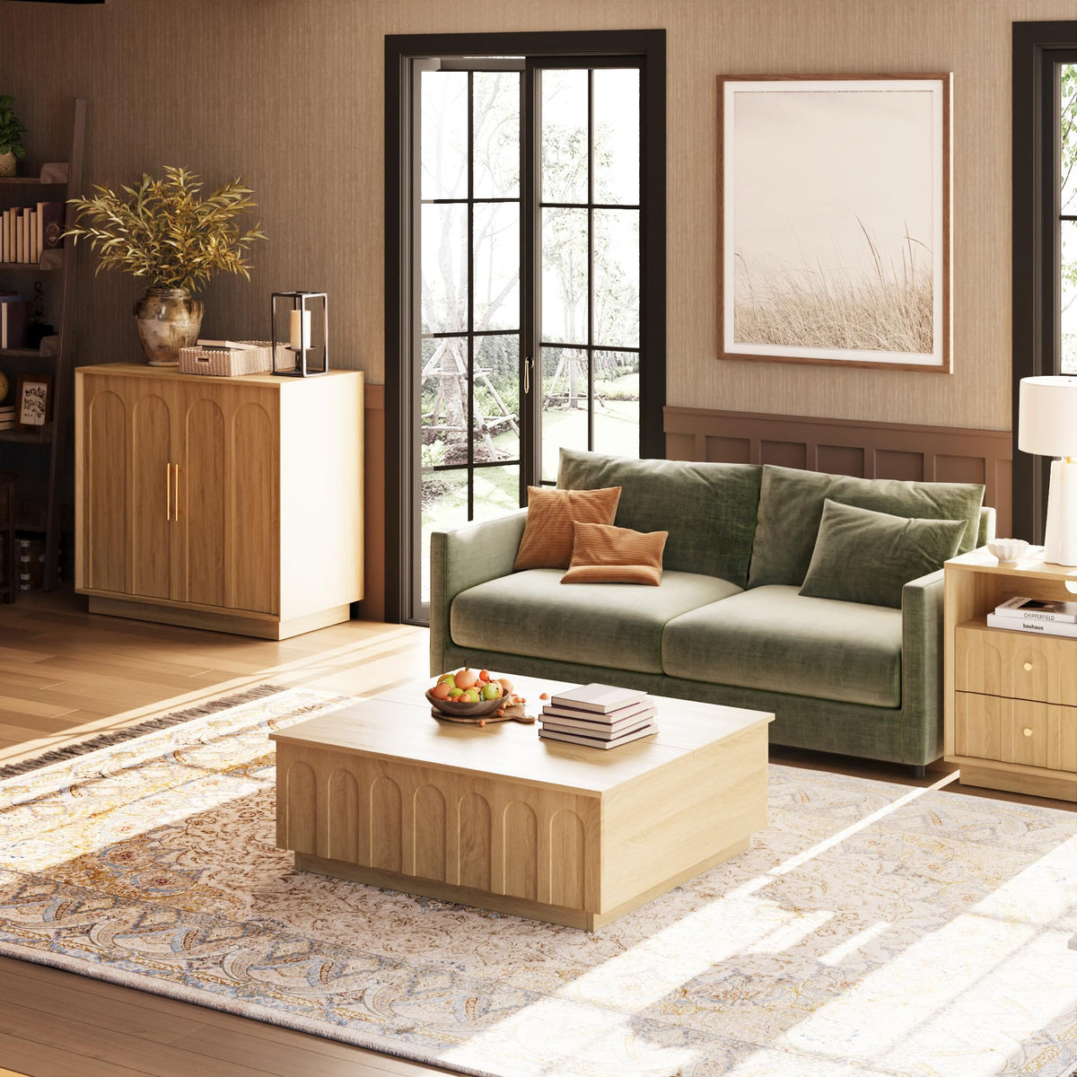 31.5" Oak Sideboard Buffet Cabinet with Storage A81802