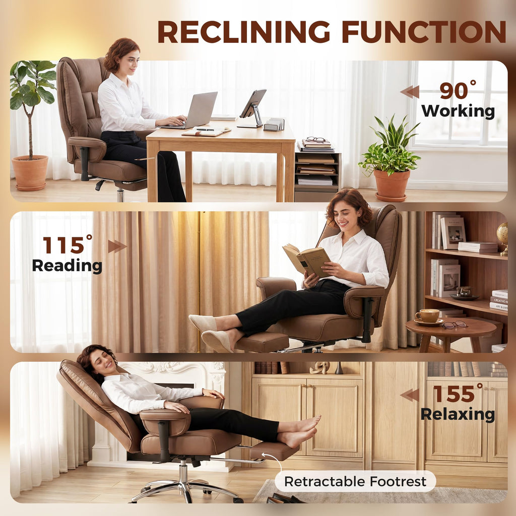 Brown Ergonomic Reclining Office Chair with Footrest V772526