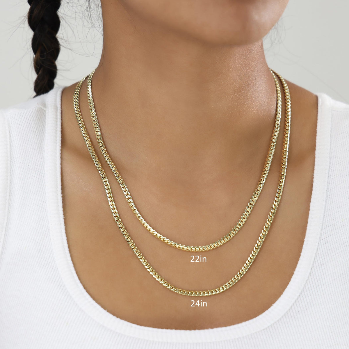 10K Yellow Gold Cuban Link Chain Necklace F911
