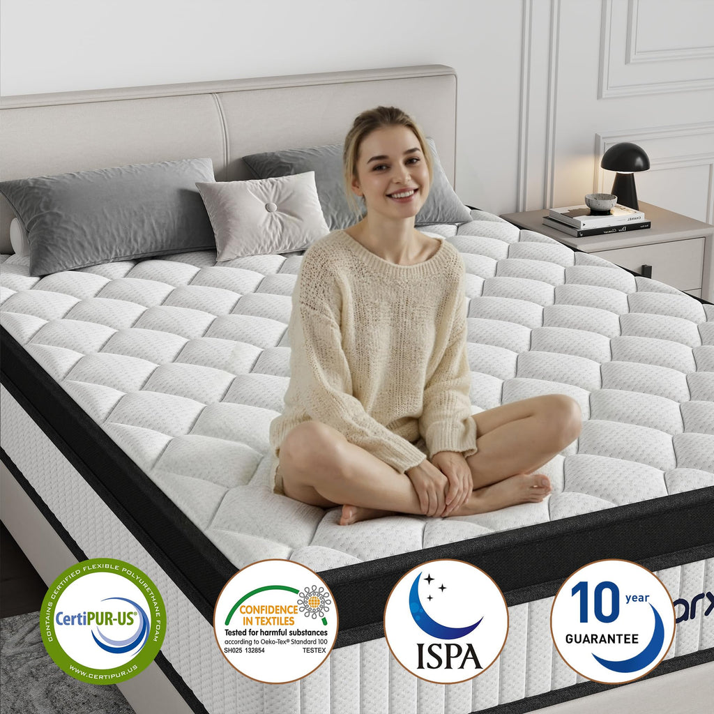 Full Size 12 Inch Hybrid Medium Firm Memory Foam Mattress Y43142