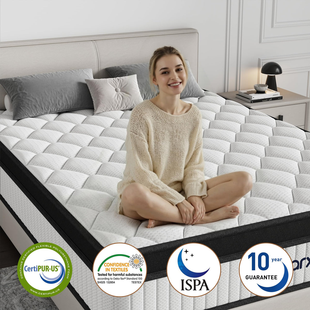 Full Size 12 Inch Hybrid Medium Firm Memory Foam Mattress Y43142