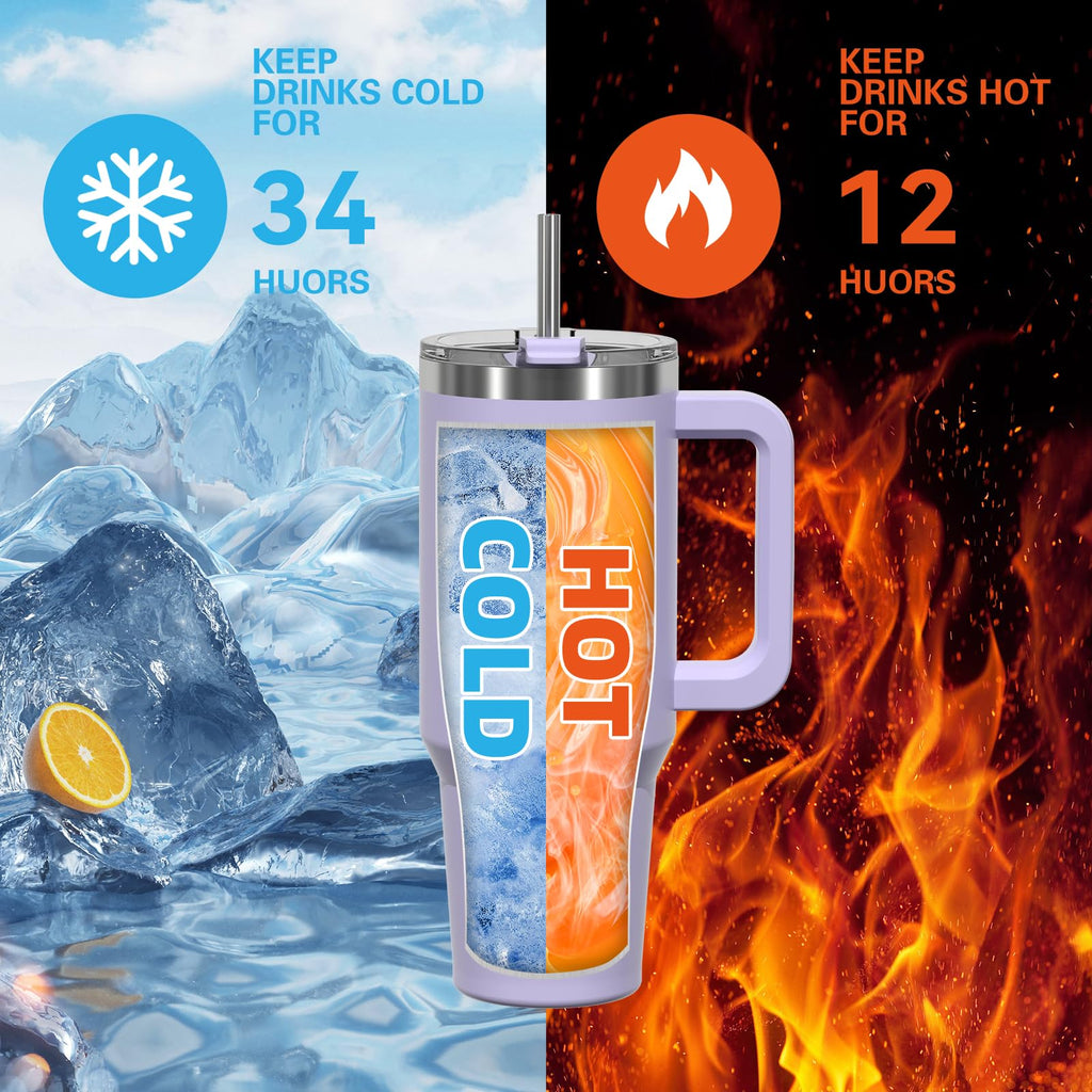 20 oz Insulated Stainless Steel Tumbler with Handle, Lid and Straw D307614