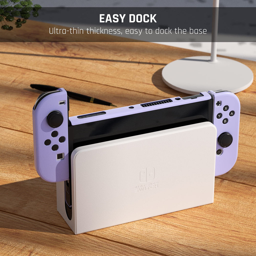 Purple Case for Nintendo Switch OLED Model with Screen Protector and 4 Thumb Grip Caps J270746