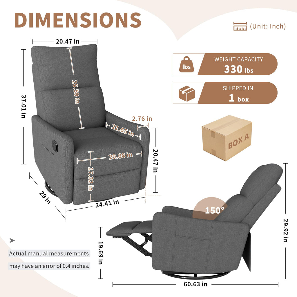 Light Brown Velvet Swivel Rocker Recliner Chair J459453
