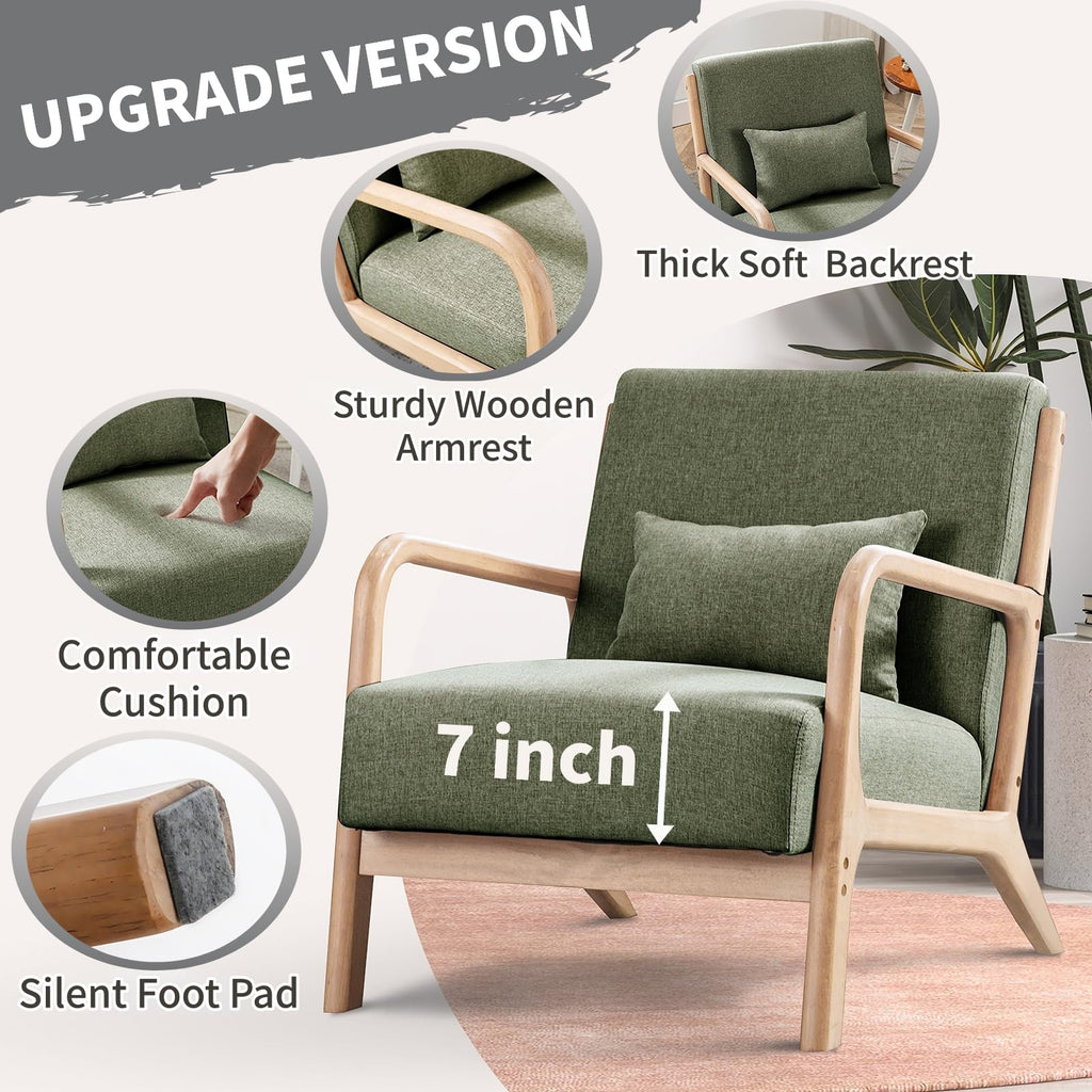 Mid Century Modern Accent Chairs Set of 2 Fabric Wood Armchair H213