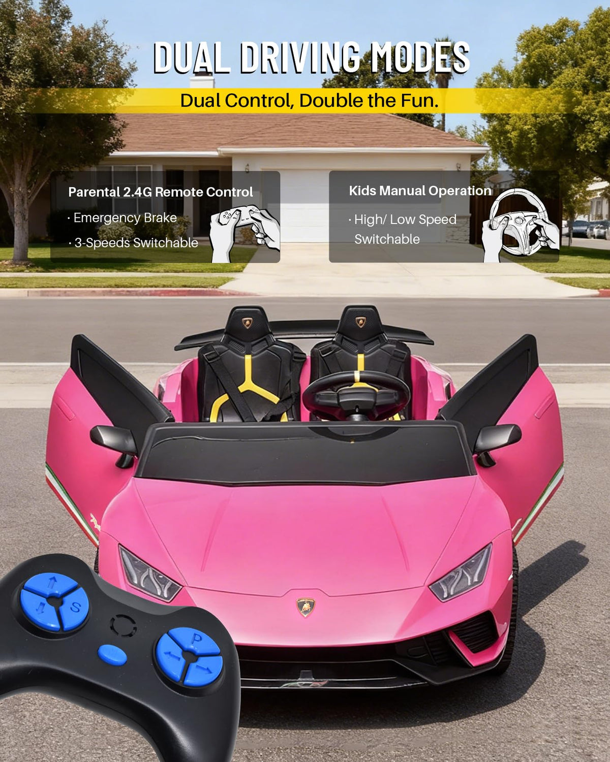 Pink 24V 2 Seater Kids Ride on Car V770
